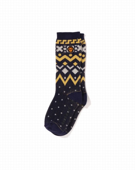 Navy / Blue Bape Milo Nordic Kids' Socks | ZA-64815