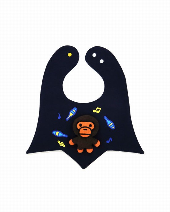 Navy / Blue Bape Milo Plush Doll Kids' Bib | ZA-95824