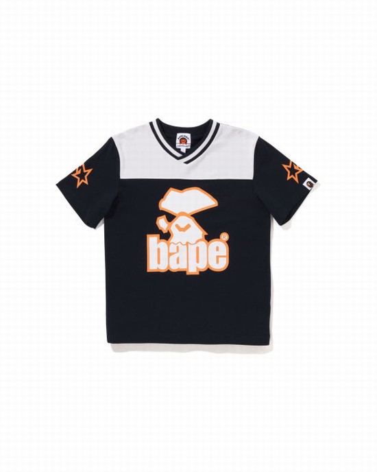 Navy / Blue Bape Moonface Football Kids' T Shirts | ZA-24957