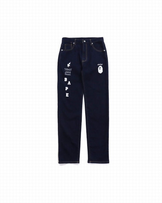 Navy / Blue Bape Multi Print Kids' Jeans | ZA-69341