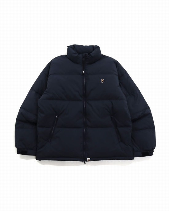 Navy / Blue Bape One Point Loose Fit Men's Down Jackets | ZA-56043