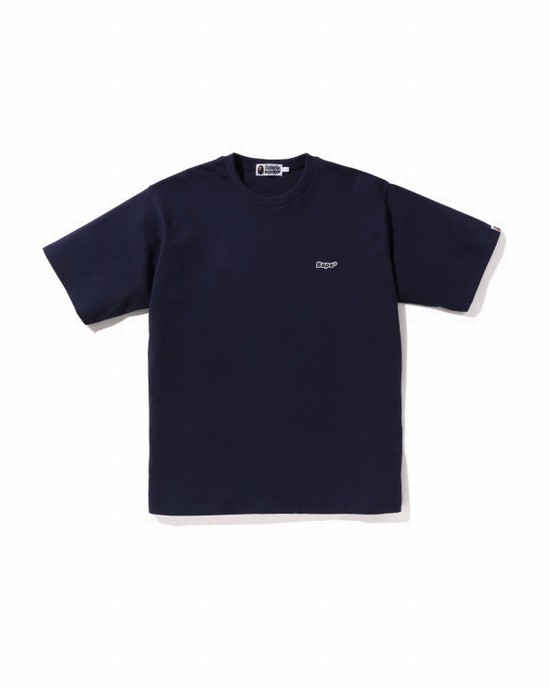 Navy / Blue Bape One Point Relaxed Fit Men's T Shirts | ZA-76302