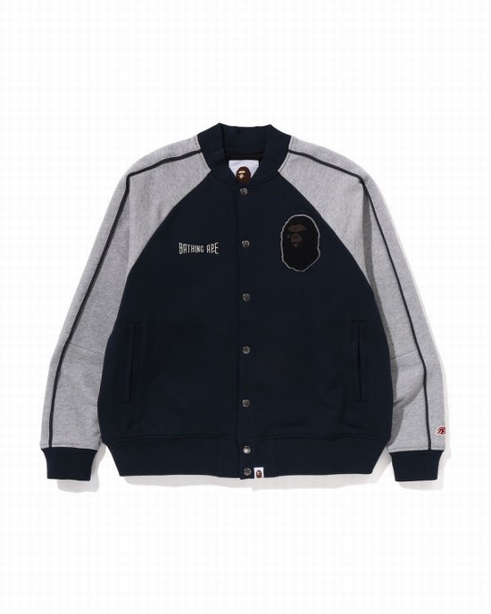 Navy / Blue Bape Sweat Varsity Men's Jackets | ZA-25348