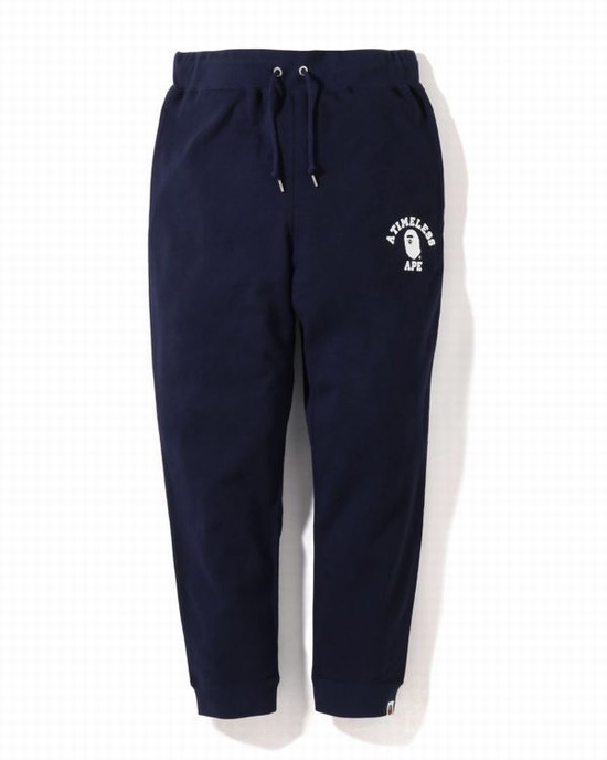 Navy / Blue Bape X JJJJOUND College Men's Sweatpants | ZA-90532