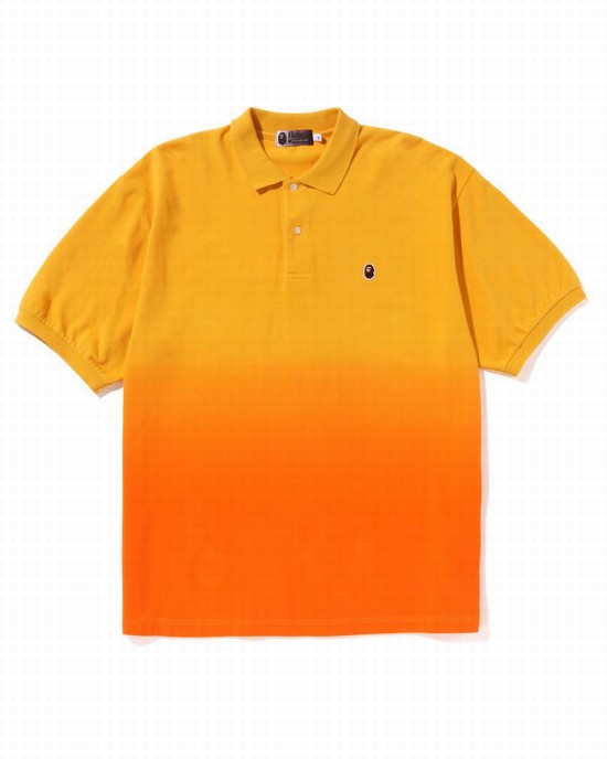 Orange Bape Ape Head One Point Gradation Relaxed Fit Polo Men's T Shirts | ZA-96403