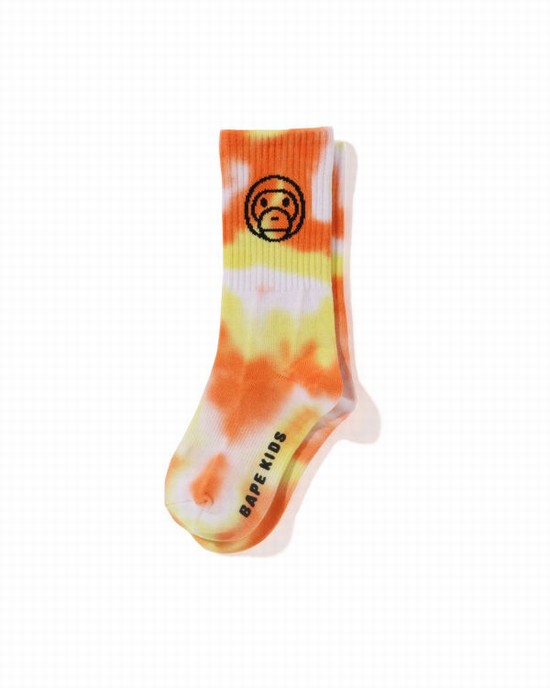 Orange Bape Milo Dyed Rib Kids' Socks | ZA-29504