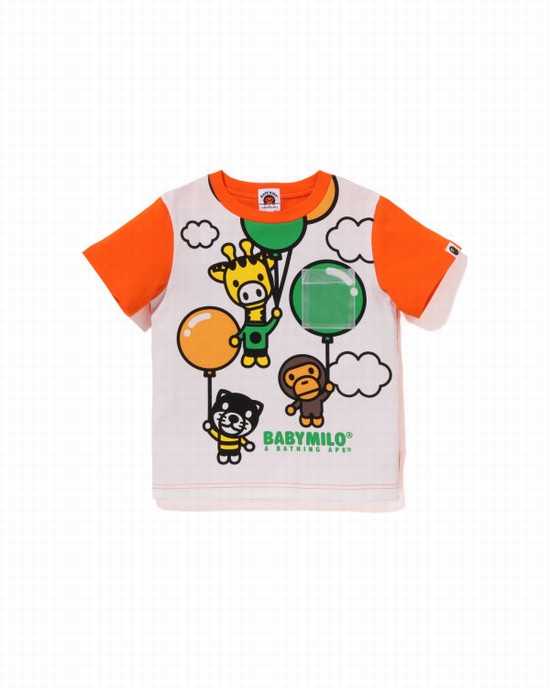 Orange Bape Milo Friends Balloon Kids' T Shirts | ZA-53041