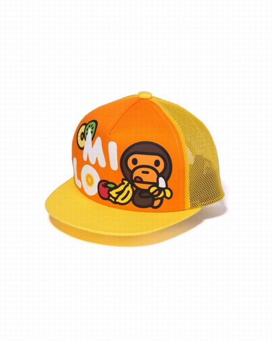 Orange Bape Milo Fruits Mesh Kids' Caps | ZA-73946