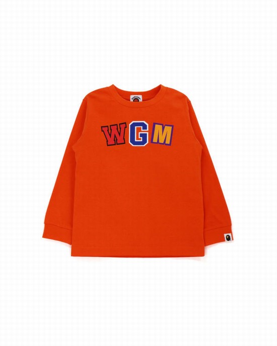 Orange Bape WGM Shark L/S Kids' T Shirts | ZA-98465