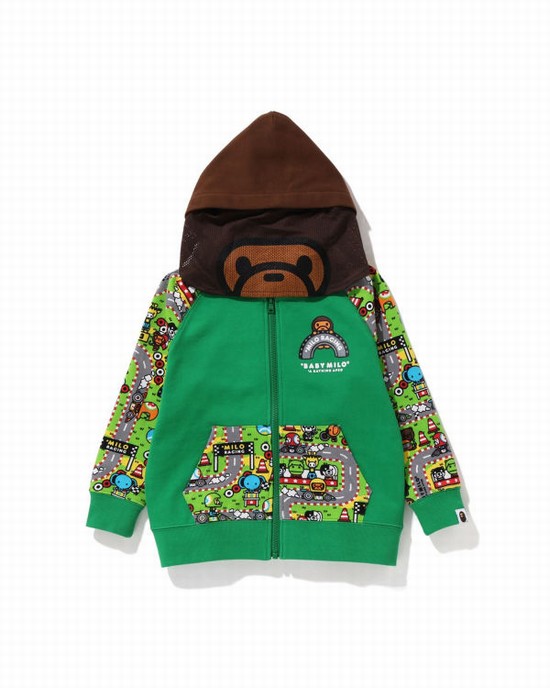 Peacock / Green Bape Milo Racing Milo Face Kids' Hoodie | ZA-65791