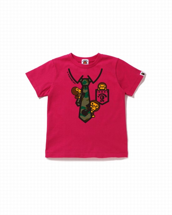 Pink Bape 1st Camo Milo Neck Print Kids' T Shirts | ZA-58723