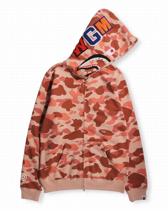 Pink Bape 1st Camo Shark Full Zip Women's Hoodie | ZA-75012