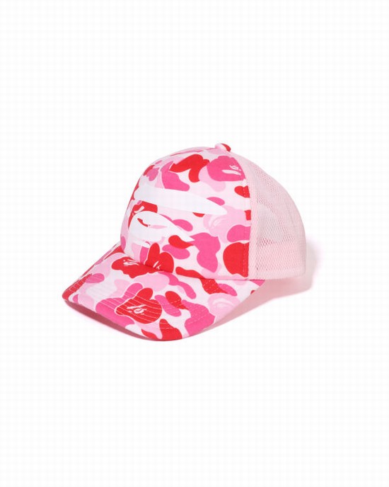 Pink Bape ABC Camo Ape Face Mesh Men's Caps | ZA-64032