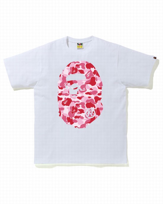 Pink Bape ABC Camo Big Ape Head Men's T Shirts | ZA-59328