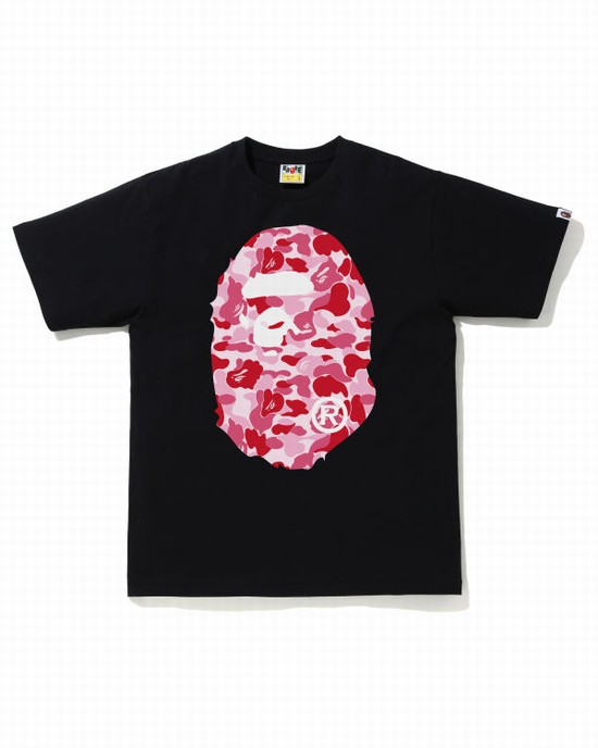 Pink Bape ABC Camo Big Ape Head Men's T Shirts | ZA-72038