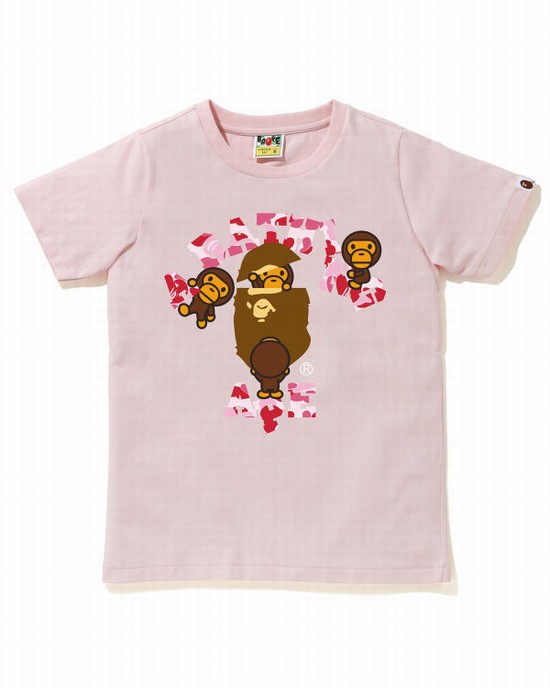 Pink Bape ABC Camo College Milo Women's T Shirts | ZA-59721