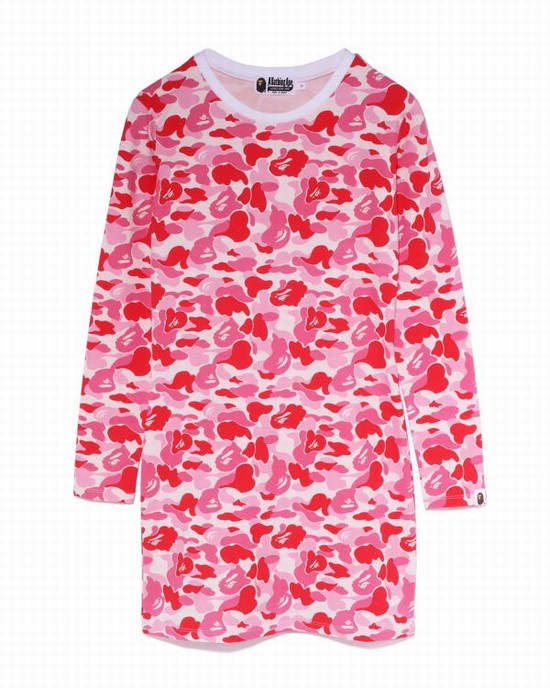 Pink Bape ABC Camo L/S Bodycon Women's Dress | ZA-80619