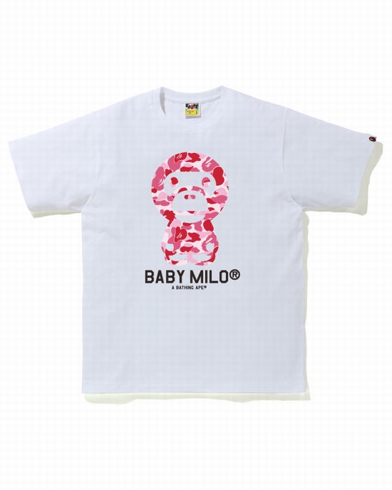 Pink Bape ABC Camo Milo Men's T Shirts | ZA-16947