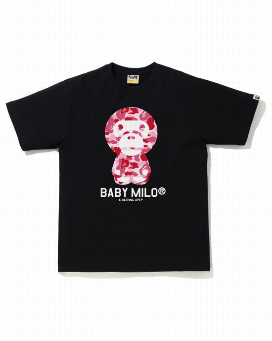 Pink Bape ABC Camo Milo Men's T Shirts | ZA-84315