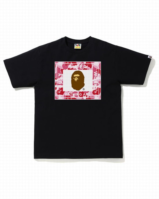 Pink Bape ABC Camo Super Busy Works Men's T Shirts | ZA-19734