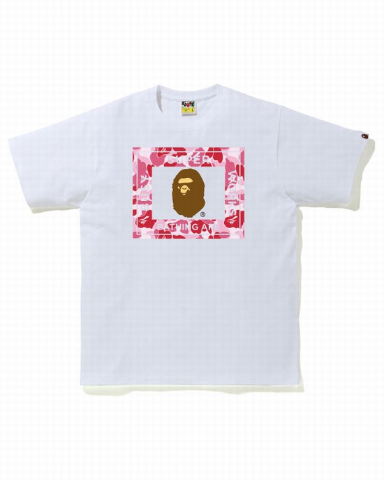 Pink Bape ABC Camo Super Busy Works Men's T Shirts | ZA-68751