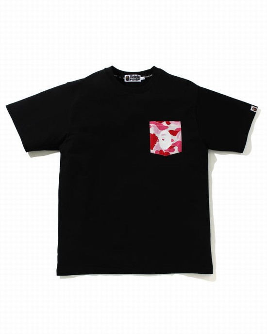 Pink Bape ABC Camo pocket Men's T Shirts | ZA-51467