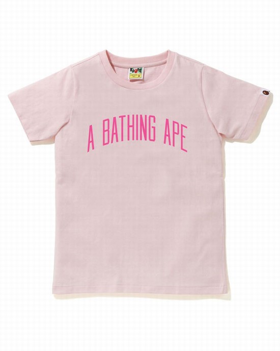 Pink Bape A Bathing Ape Letter Women's T Shirts | ZA-52096