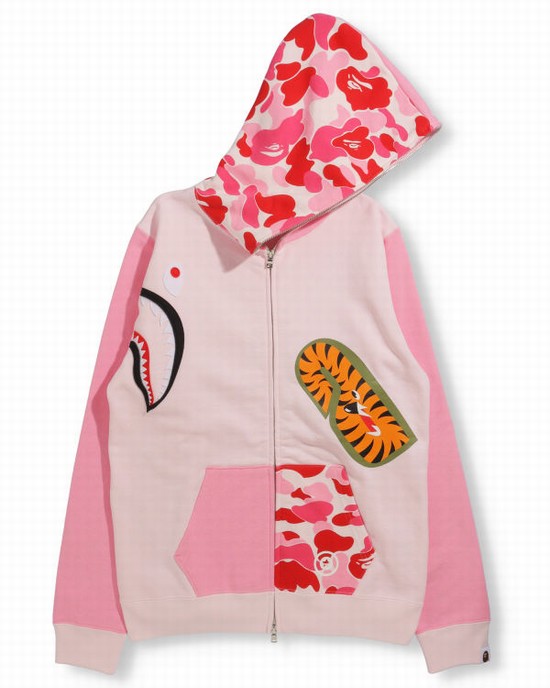 Pink Bape Big ABC Camo Multi Shark Full Zip Women's Hoodie | ZA-96280