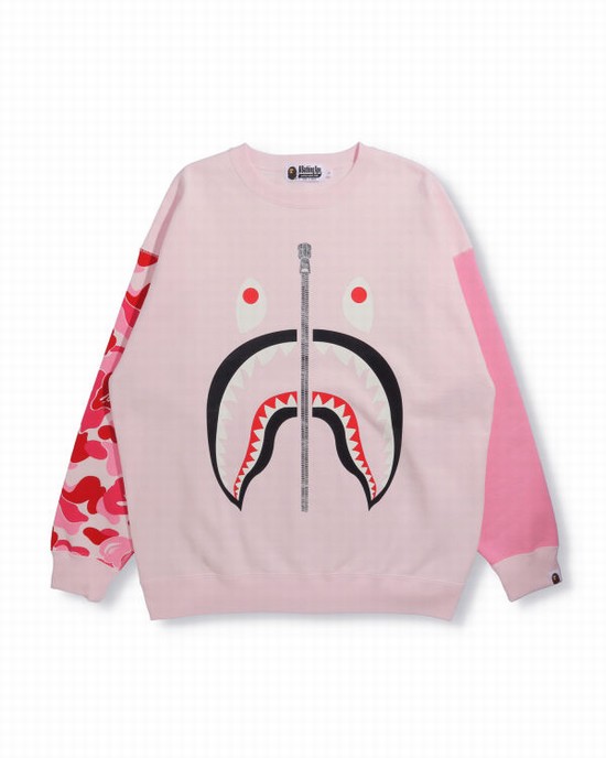 Pink Bape Big ABC Camo Shark Oversized Crew Neck Women's Sweatshirts | ZA-48520