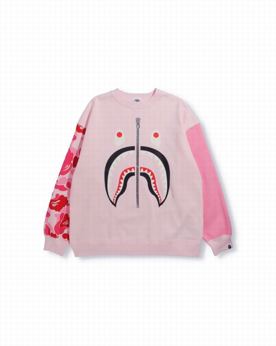 Pink Bape Big ABC Camo Shark Oversized Crew Neck Kids' Sweatshirts | ZA-83902