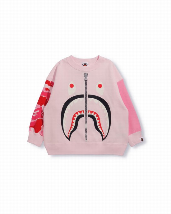 Pink Bape Big ABC Camo Shark Oversized Crew Neck Kids' Sweatshirts | ZA-86254