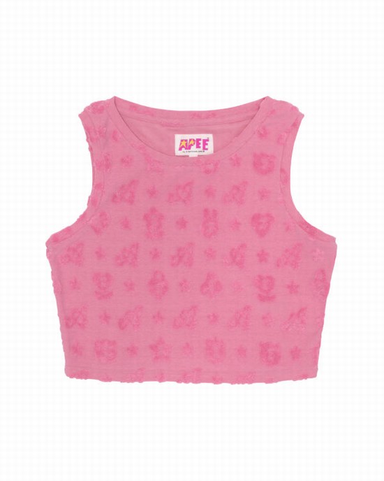 Pink Bape Cropped pattern Women's Vest | ZA-91867