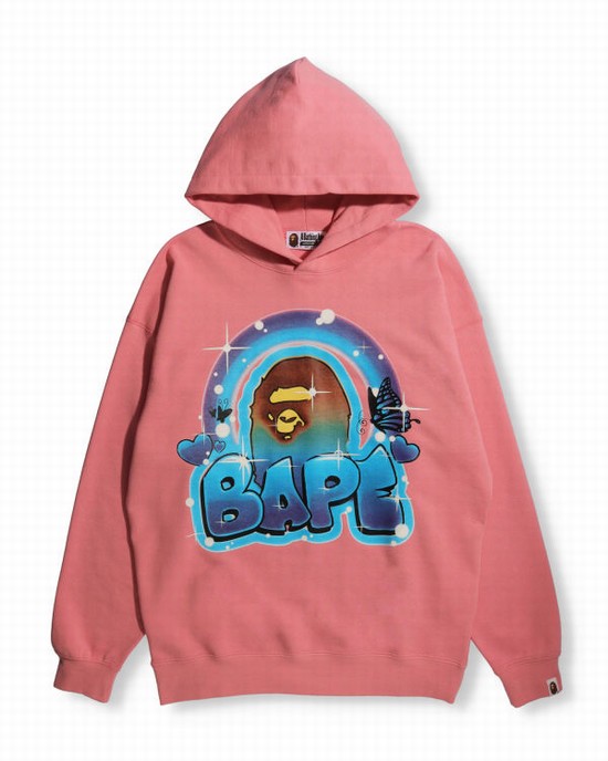 Pink Bape Graffiti Oversized Pullover Women's Hoodie | ZA-35461