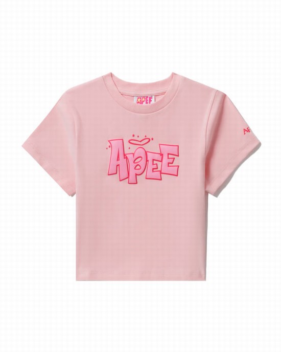 Pink Bape Graphic slim-cut Women's T Shirts | ZA-45802