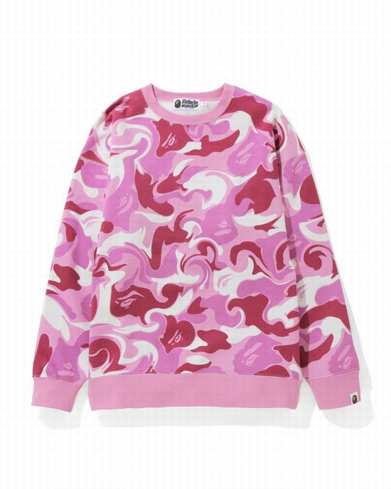 Pink Bape Marble Camo Oversized Crewneck Women's Sweatshirts | ZA-93618