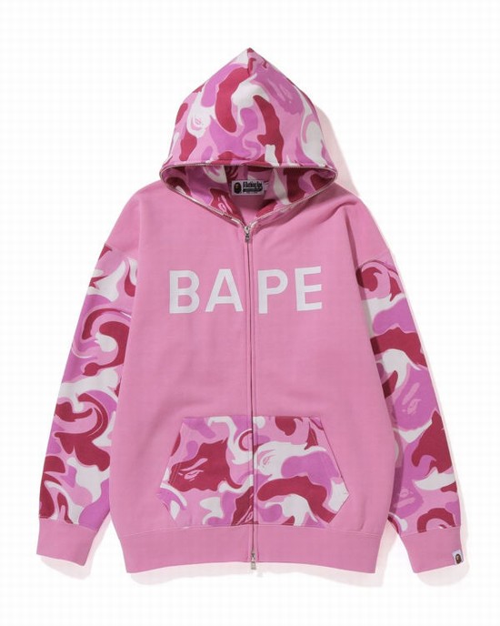 Pink Bape Marble Camo Oversized Full Zip Women's Hoodie | ZA-13965