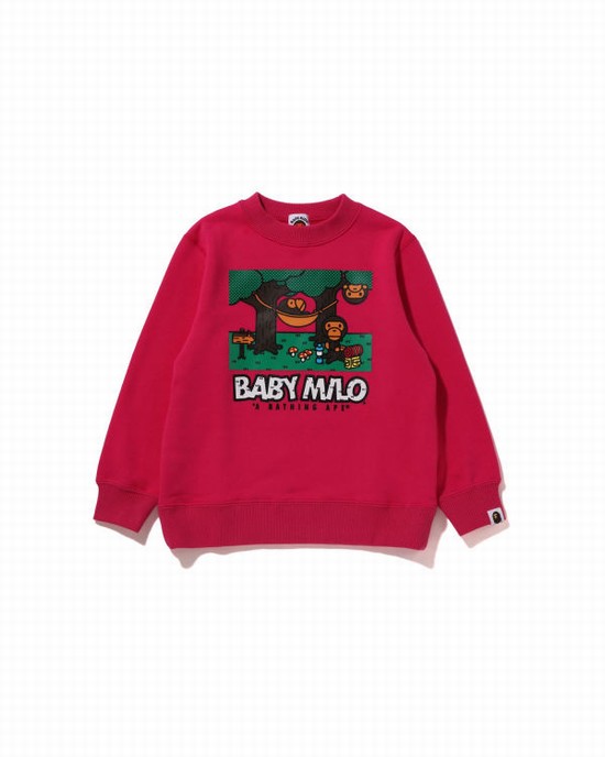 Pink Bape Milo Camo Hammock Crewneck Kids' Sweatshirts | ZA-74192