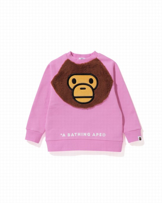 Pink Bape Milo Crewneck Kids' Sweatshirts | ZA-59027