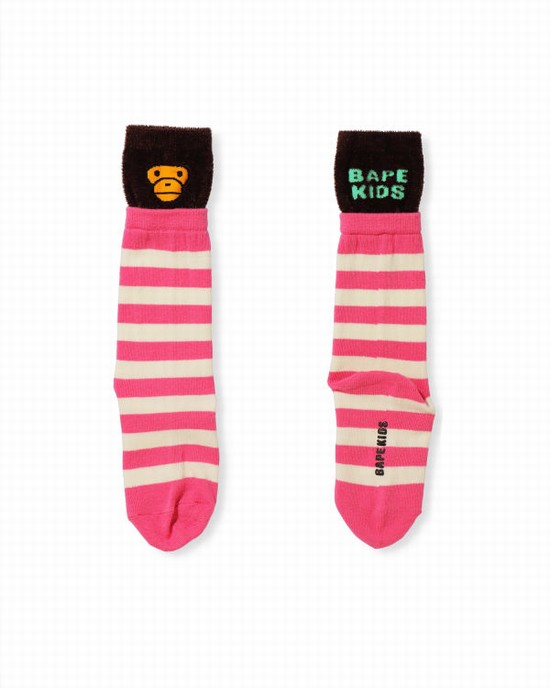 Pink Bape Milo Layered Kids' Socks | ZA-38751