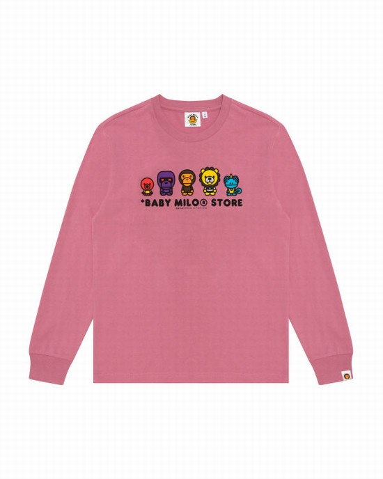 Pink Bape Milo Men's T Shirts | ZA-96087