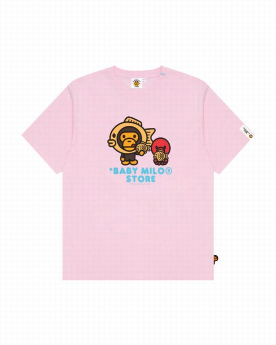 Pink Bape Milo graphic Women's T Shirts | ZA-76239