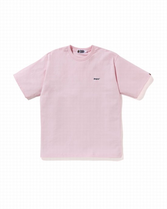 Pink Bape One Point Relaxed Fit Men's T Shirts | ZA-35680