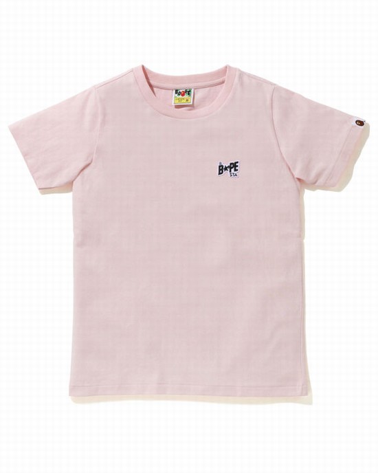 Pink Bape STA Logo One Point Women's T Shirts | ZA-26415