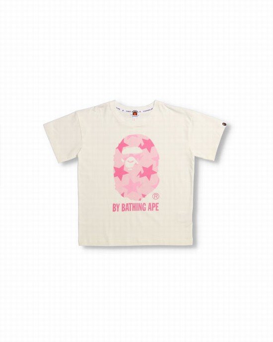 Pink Bape STA Pattern Oversized Kids' T Shirts | ZA-28549