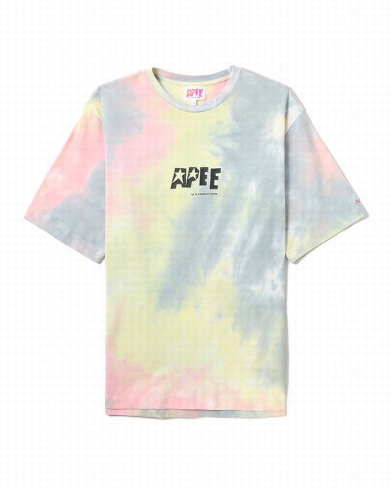 Pink Bape Tie-dye graphic slit Women's T Shirts | ZA-08173