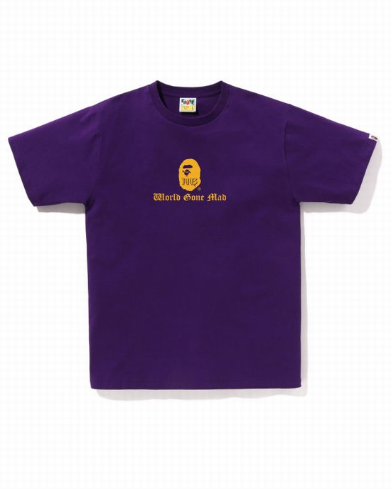 Purple Bape A Bathing Ape Logo Men's T Shirts | ZA-16724