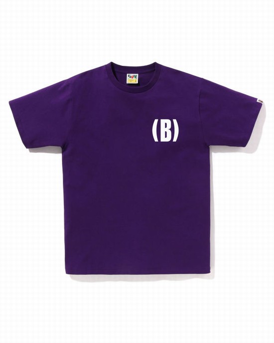 Purple Bape B One Point Men's T Shirts | ZA-12349