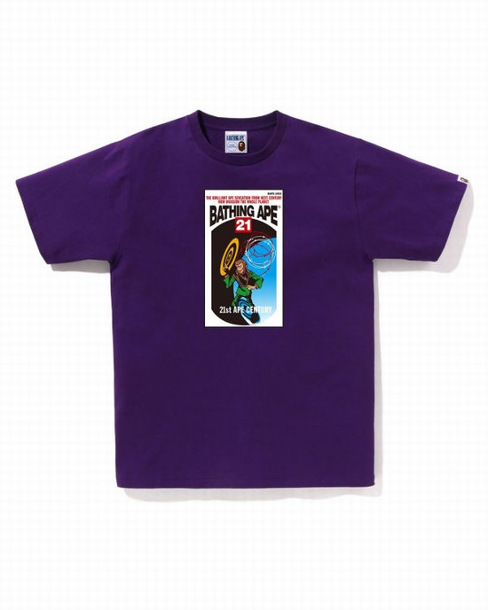 Purple Bape Bathing Ape Men's T Shirts | ZA-37516