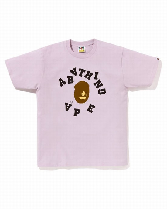 Purple Bape Broken College Men's T Shirts | ZA-18602