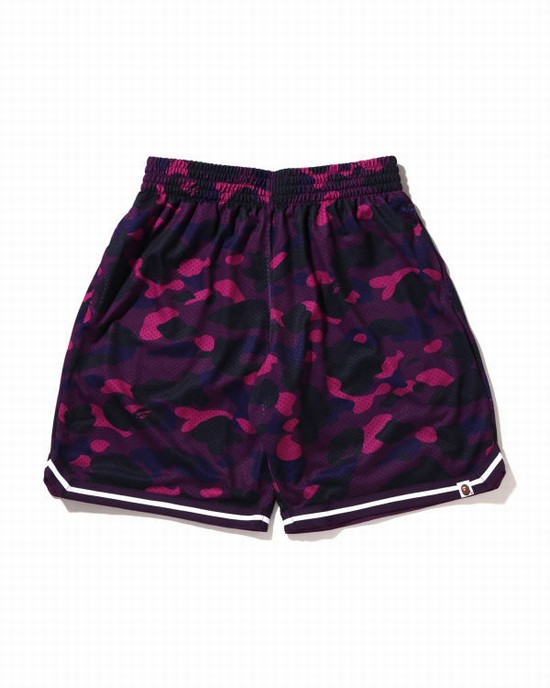 Purple Bape Color Camo Wide Fit Basketball Men's Shorts | ZA-89541